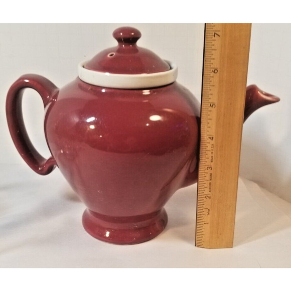 Vintage McCormick Tea Pot Teapot Burgundy Tea Strainer Insert Baltimore MD USA - Picture 9 of 9